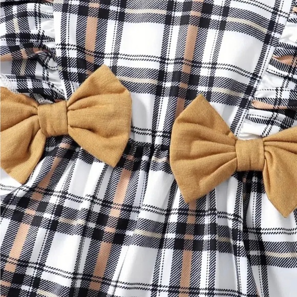 Baby Plaid Bowknot Decor Jumpsuit with Hat! BRAND NEW! SUPER CUTE! - Picture 2 of 5